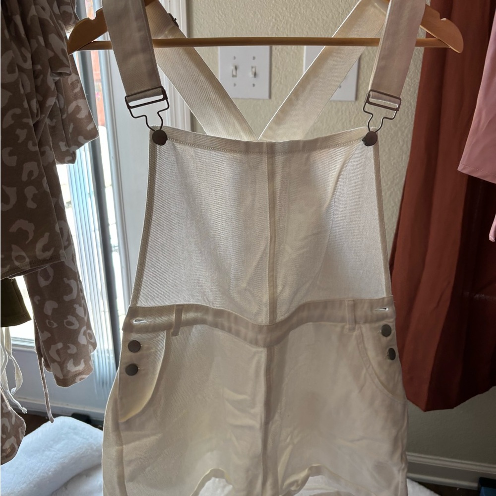 White Overalls with Button Details